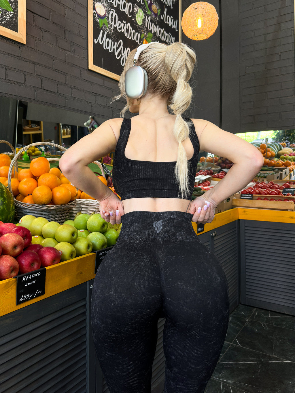 Leggings Seamless Marble Black