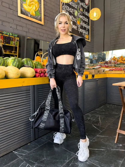 Sports Bra Marble Top Black - Bona Fide