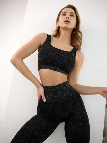 Sports Bra Marble Top Black - Bona Fide