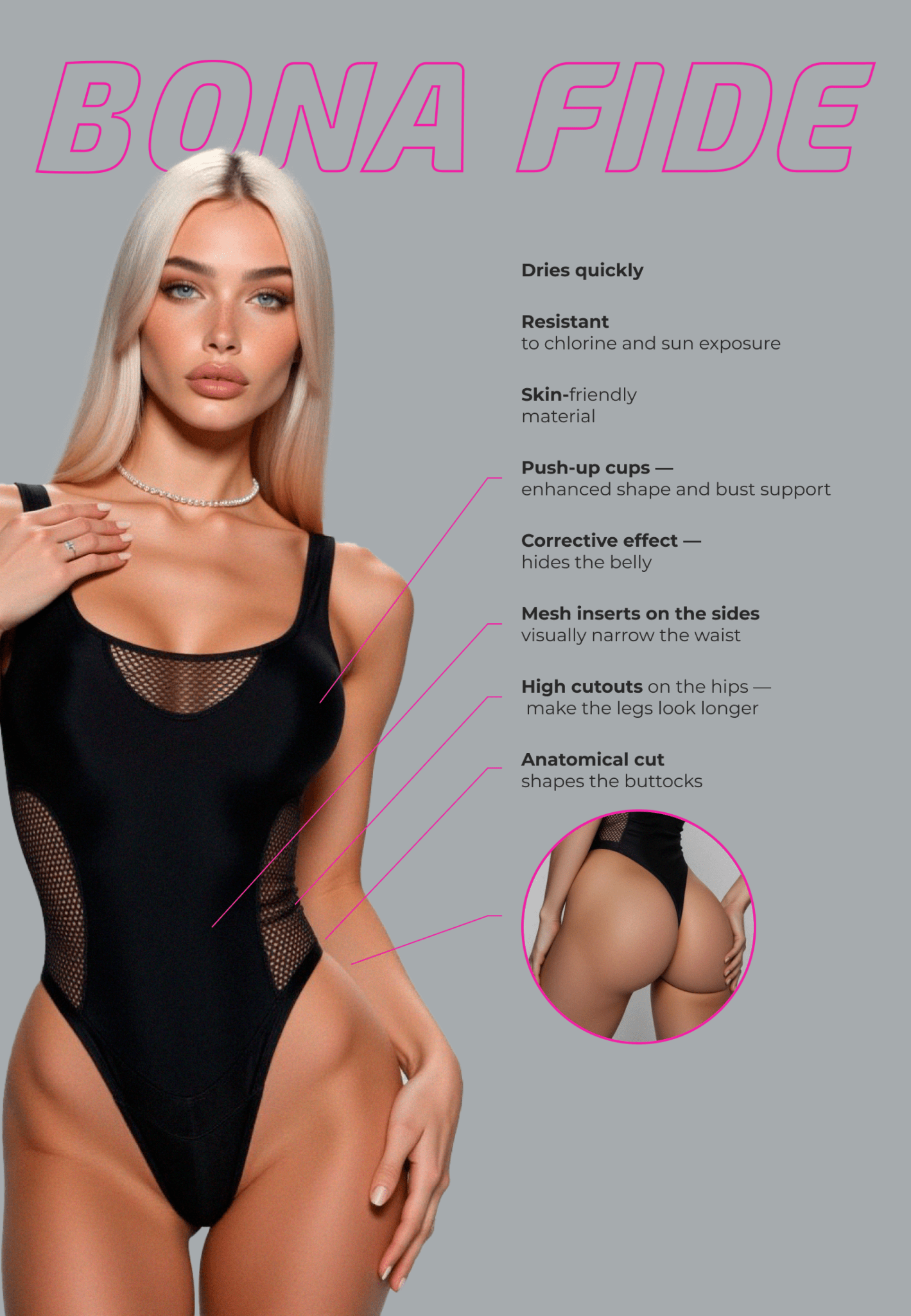 Swimsuit Body MOVE UP Black - Bona Fide