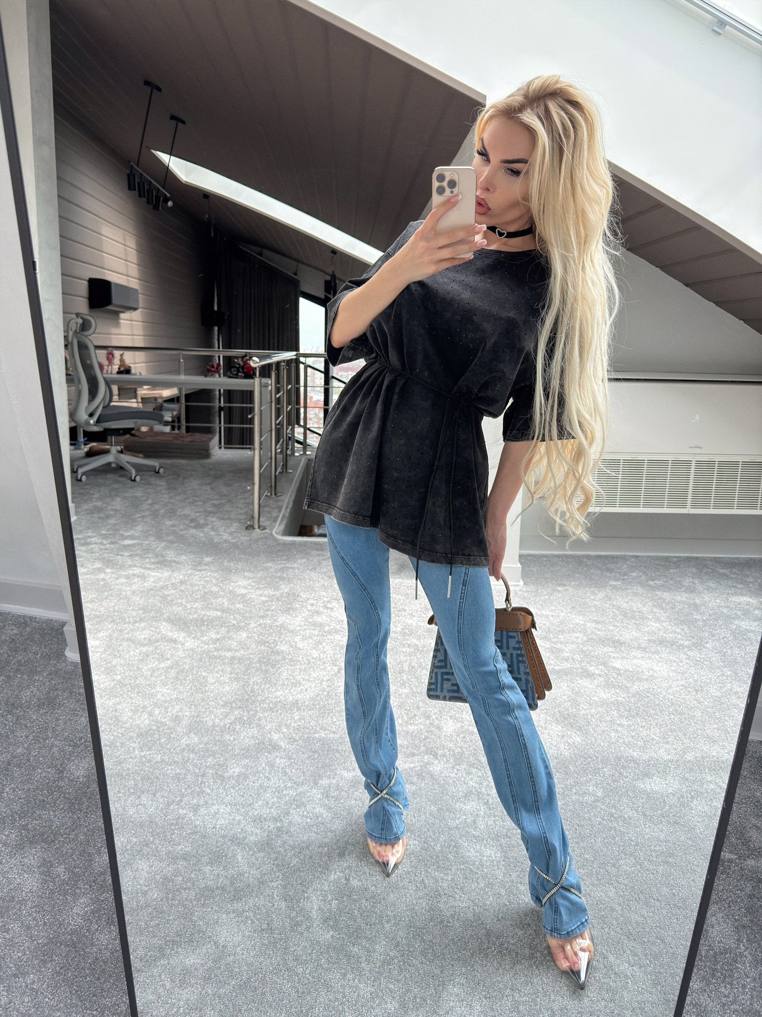 T-shirt Oversize T-Shirt Shiny grunge Black - Bona Fide