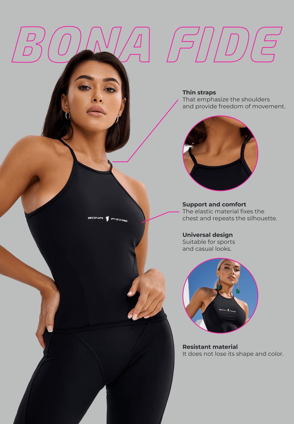 Tank Top Sporty Top Juicy Black - Bona Fide