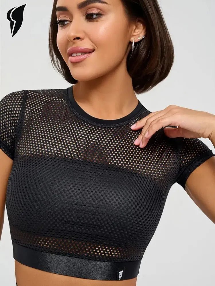 Workout Mesh Top Mini Rash Fresh Black - Bona Fide